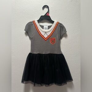 Gray Knit Gryffindor-Inspired Tulle Dress with Red & Gold Trim